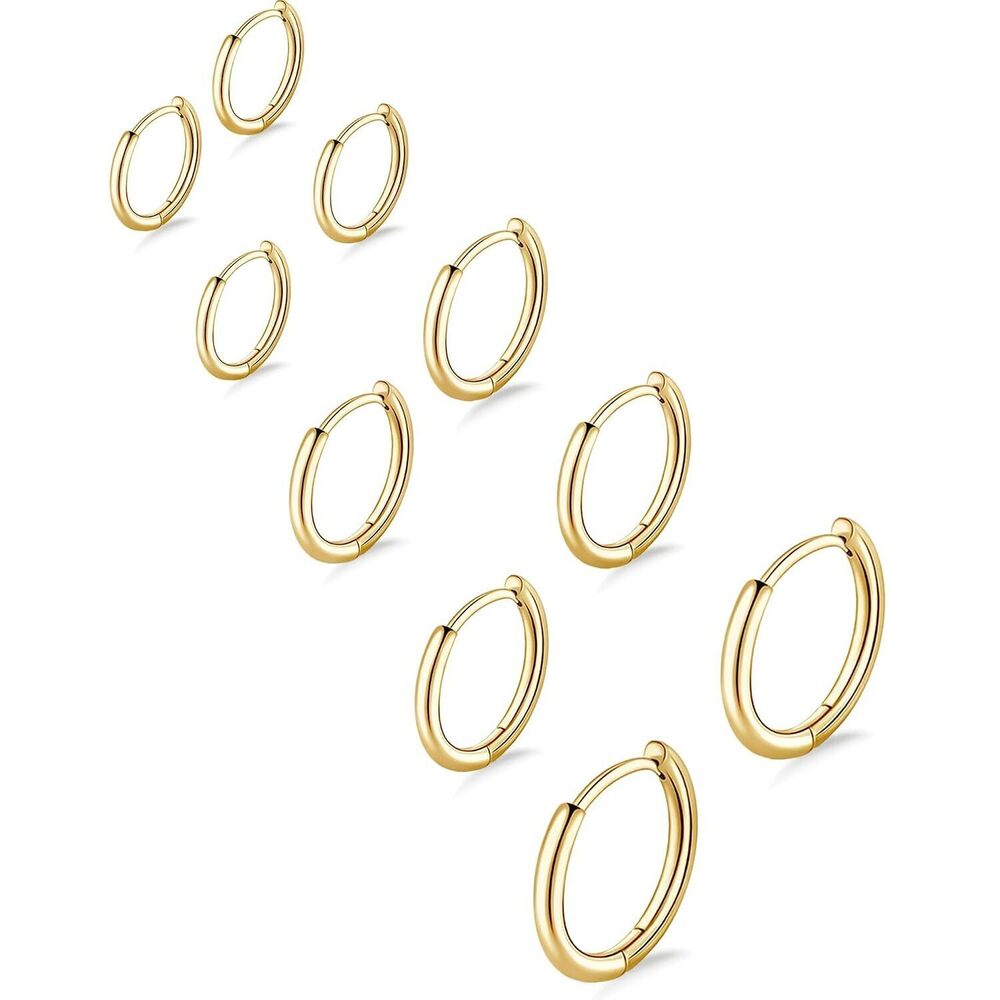 5 Pairs Small Gold Hoop Earrings for Women Men Dainty Mini Small Gold